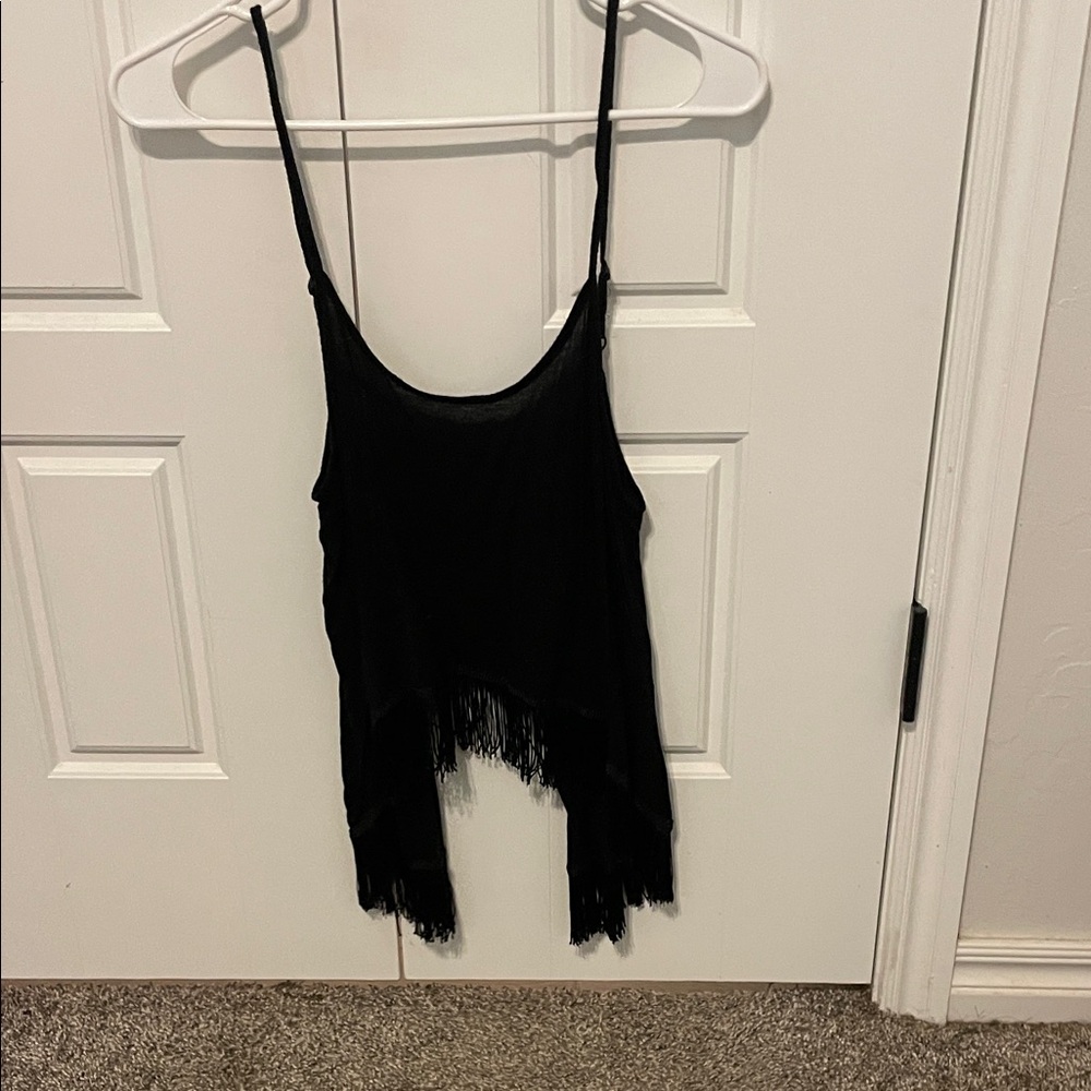 Black Fringe Women's Top